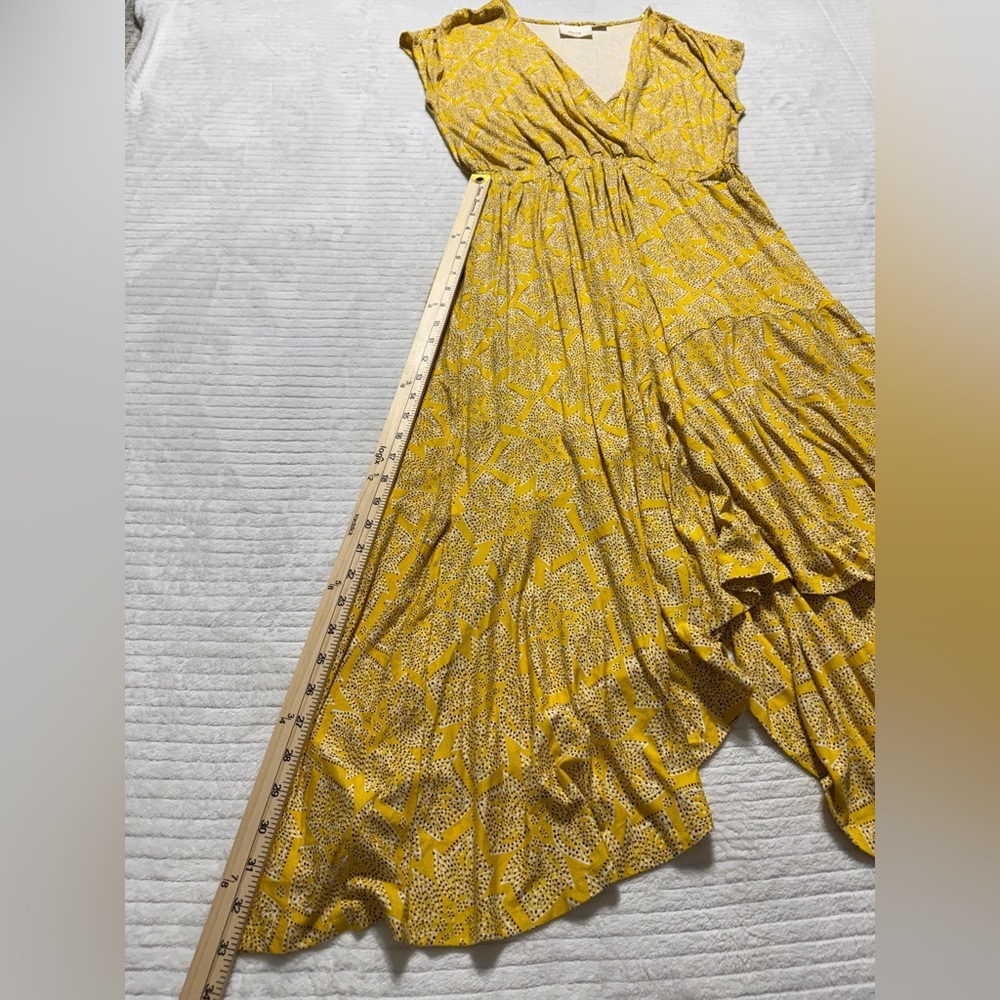 Anthropologie Mustard Asymmetrical Dress - Picture 4 of 9